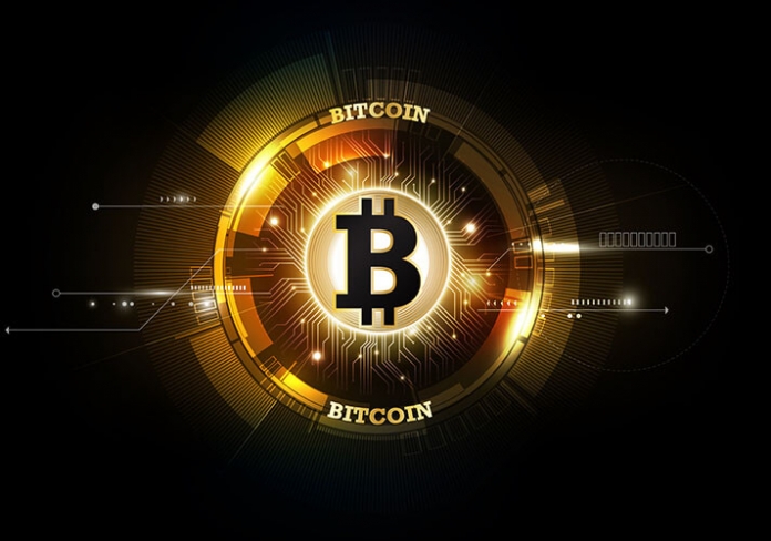 Golden bitcoin digital currency 696x488